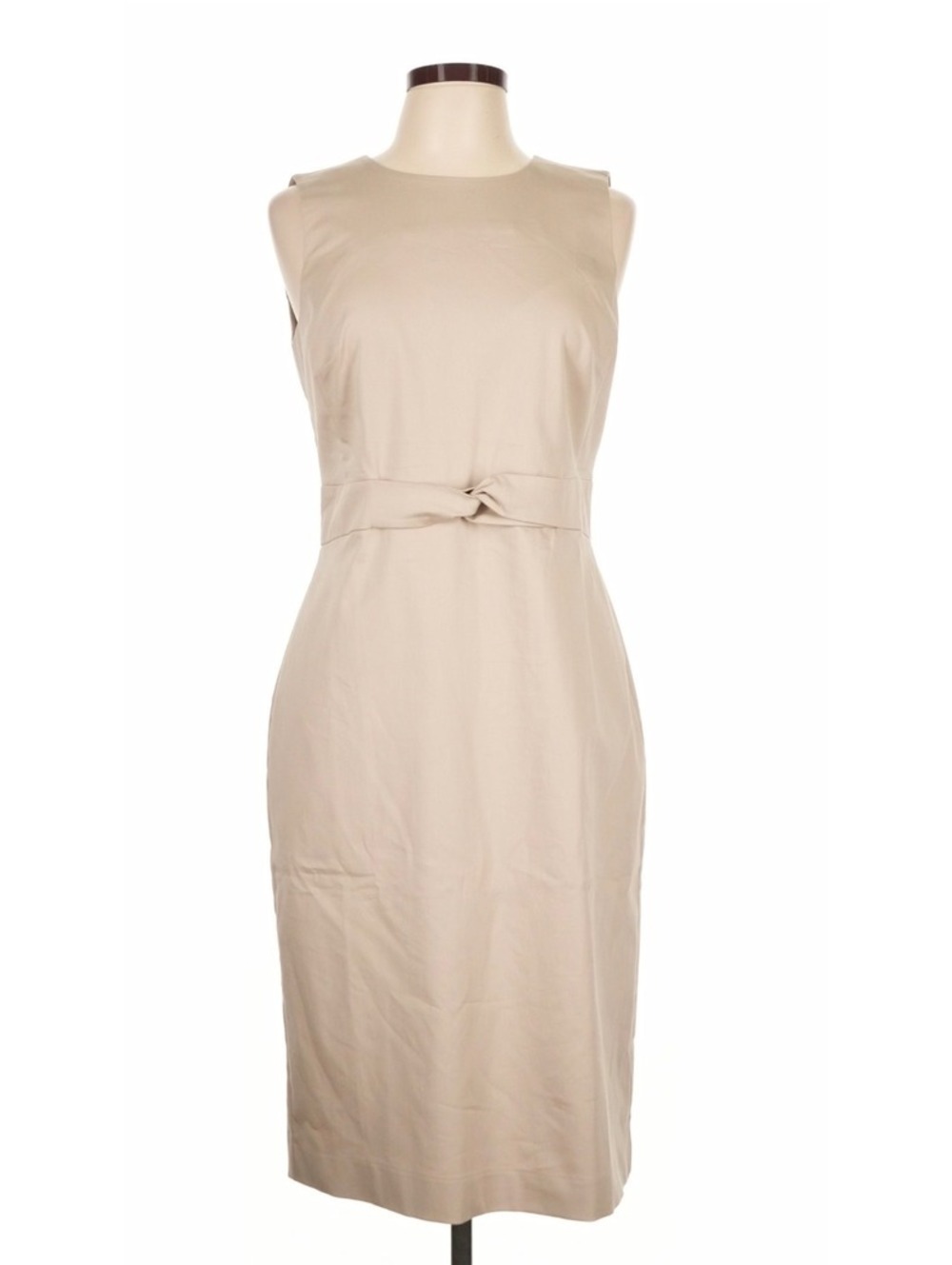 Ann Taylor Beige Sleeveless Sheath Dress with Waist Detail